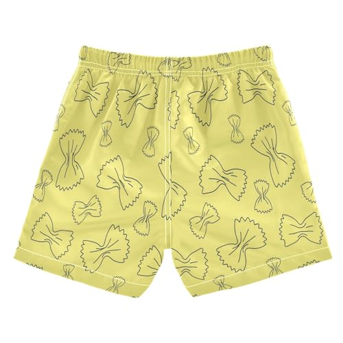 Boy Swim Trunks Bow Tie Pasta Yellow Pattern Quick Dry Bathing Suit Swimsuit Toddler Beach Board Shorts,2T2
