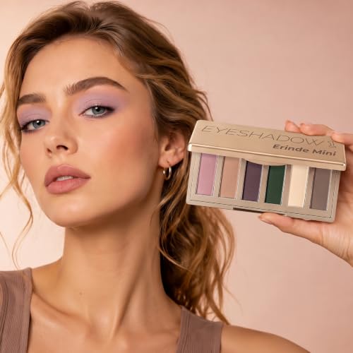 Image of 6 Colors Mauve Taupe Eggplant Purple Green Beige Matte Eyeshadow Palette | Nude Brown Mini Travel Eye Shadow Palettes Makeup for Older Women, Built in Mirror, Ultra-Blendable, Talc-free