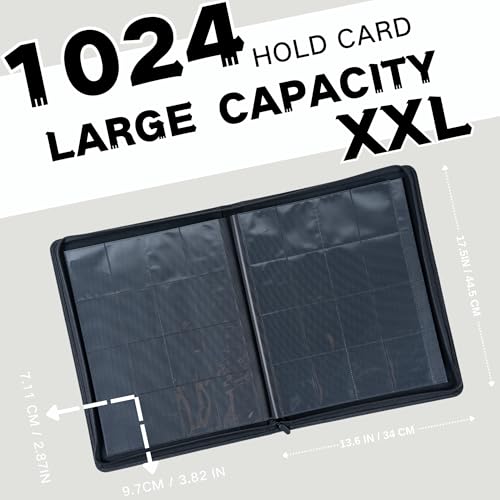 Image of 1000+ Pockets Trading Card Binder, 16-Pocket Card Ablum Compatible with MTG,Sports Cards & Other Standard Size Trading Cards (White)