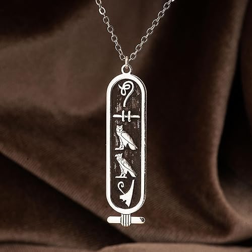 Hieroglyphe Silber Halskette, ägyptische Alphabet Silber Halskette. Benutzerdefinierte ägyptische Alphabet personalisierte Halskette. Ägypten Custom Silber Halskette.
