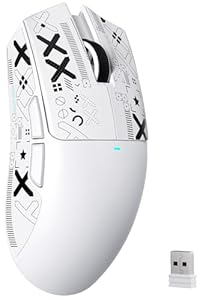 ATTACK SHARK X11SE Kabellose Gaming-Maus, 63g Superleicht, mit PixArt PAW3311-Sensor, 22000 DPI, Tri-Mode BT/2, 4 GHz/Kabelgebunden, 1000Hz, 300mAh, Dual-Treiber, für PC/Xbox/PS/Mac, Weiß mit Klebeband