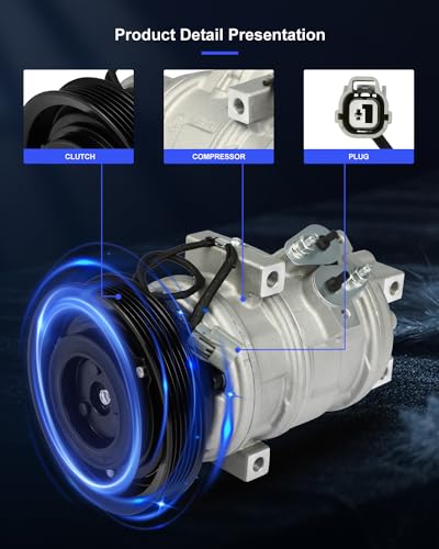 Image of ECCPP AC Compressor Fit for Acura MDX for Honda Odyssey Pilot 1999-2004 | Fast Cooling 6 Grooves Air Conditioning Compressor 10S20C