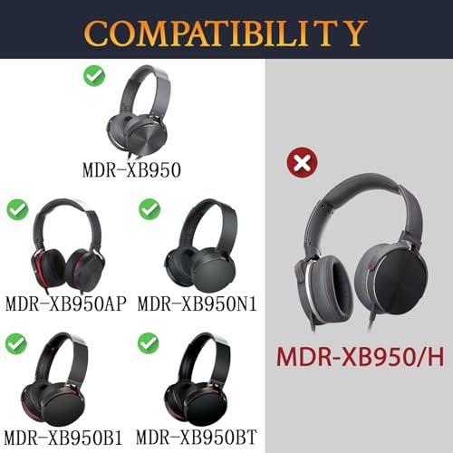 SOULWIT Cooling Earpads para Sony MDR-XB950 - Negro | para Sony MDR-XB950(XB950BT/XB950B1/XB950N1/XB950AP) Auriculares Over-Ear miniatura 2