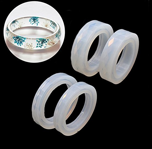 Jetloter 4PCS Silicone Mould Mold Round for Resin Curve Bangle Bracelet Jewelry Making DIY