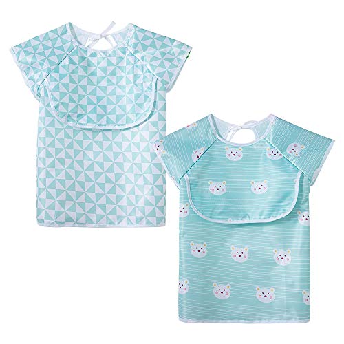 Little Dimsum Babero para bebés con mangas Baberos impermeables para bebés y niños pequeños con...