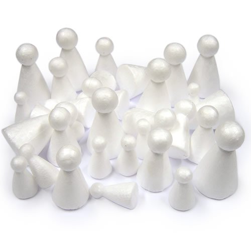 White Polystyrene 3D People Shapes Modelling Dolls Pack of 30 Assorted Sizes by BCreative®