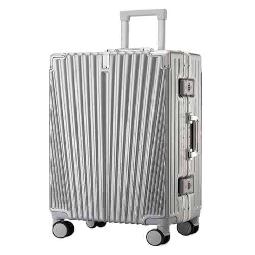 Suitcase Luggage Durable Trolley Case Aluminum Frame Boarding Case Universal Wheel Dry And Wet Separation Suitcase Luggage(Plateado)