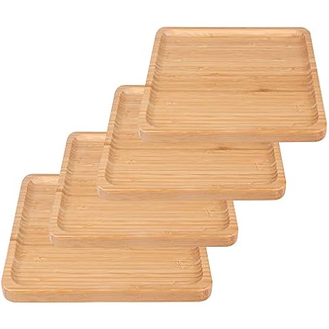 AYXC Speiseteller 25x25cm,Essteller Bambus-Stil,Quadrat Snack-Teller Cover