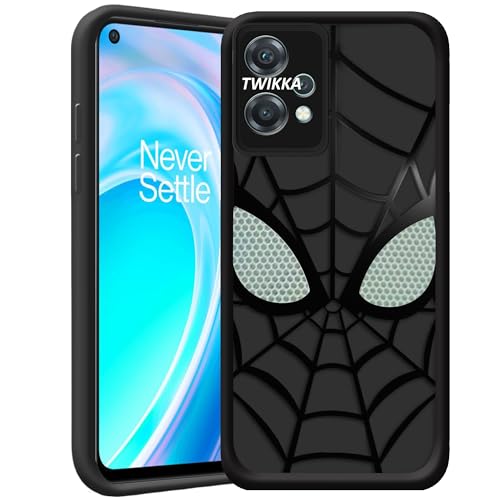 Image of Stylish Spider Back Case Cover Compatible for OnePlus Nord CE 2 Lite 5G | Spidey Face Mask Case | Soft Silicone | Camera & Full Body Protection | Shock Proof | (Black)