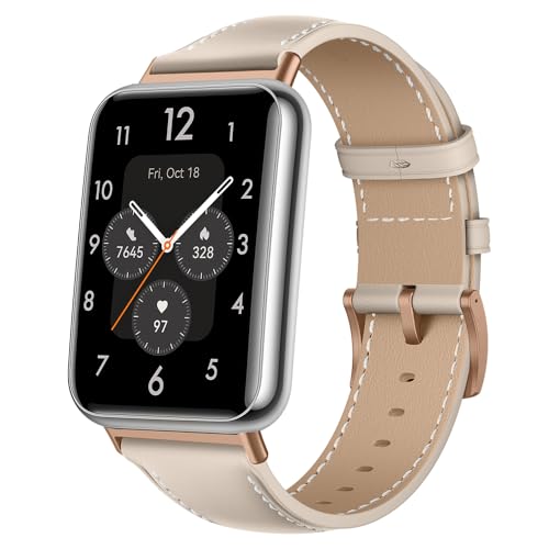 Niboow Armband mit Rostfreier Schnalle für Huawei Watch Fit 2 Männer Frauen Weiches Atmungsaktives Leder Sport Uhrenarmband für Huawei Watch Fit 2 - Weiß