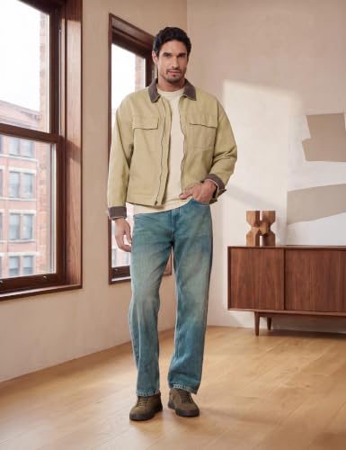 Image of Amazon Brand - Symbol Men 100% Cotton Relaxed Straight Fit Jeans | Casual Denim | Available in Plus Sizes