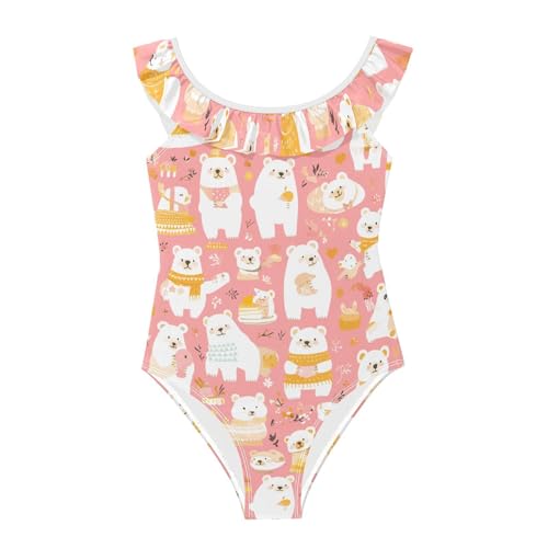 Bañador para niñas de playa y piscina con oso peach gold SyXIOP de 3-6 años
