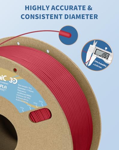 Image of DURAMIC 3D Matte PLA Filament 1.75mm Rust Red, 1kg Cardboard Spool Matte Finish 3D Printer Filament PLA 1.75mm Dimensional Accuracy 99% + /- 0.03 mm, Printing with FDM 3D Printer