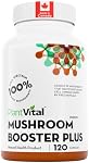 PlantVital Mushroom Booster Plus – Made in Canada – Mushroom Complex with Lions Mane, Reishi, Chaga, Turkey Tail & Cordyceps – Source of Antioxidants & Herbal Medicine Formula – 120 Capsules