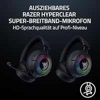 Razer Kraken V4 - Kabelloses PC Gaming-Headset (3-Modi-Konnektivität, Triforce 40mm Treiber, 9-Zonen-RGB-Beleuchtung der Ohrmuscheln, Mix- und Lautstärkeregelung, THX Spatial Audio) Schwarz – Ansicht 5