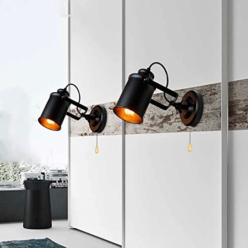 Aplique de pared industrial con acabado negro mate y casquillo E27 4