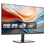 KOORUI E2411K Monitor PC 24 pollici, Full HD IPS 144HZ, 5ms, 1920x1080, Schermo PC HDMI1.4 e VGA, VESA 100x100 mm, Adaptive Sync, Inclinazione Regolabile, Pannello ultra Sottile