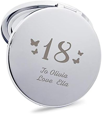 EDSG Personalised Handheld Mirror Laser Engraved Compact Mirror Custom Gift for Woman Girl Bridesmaid Friend Mother Hand Finished in UK (Butterfly)