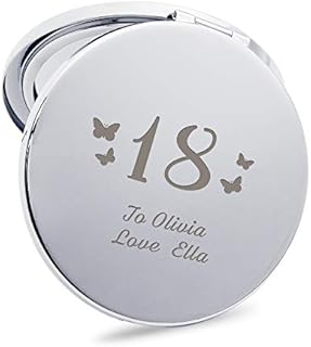 EDSG Personalised Handheld Mirror Laser Engraved Compact Mirror Custom Gift for Woman Girl Bridesmaid Friend Mother Hand Finished in UK (Butterfly)