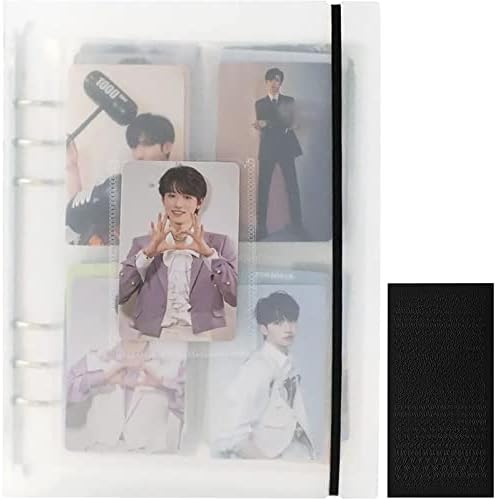 A5 Photocard Binder with 25 Pcs Inner 6 Ring, Korean Pop Photocard Holder Book, Photocard Album, Clear K-Pop Album Photo Card Binder Book, 4 Photo Style Photo Card Album 1 Set with 1 Letter Sticker