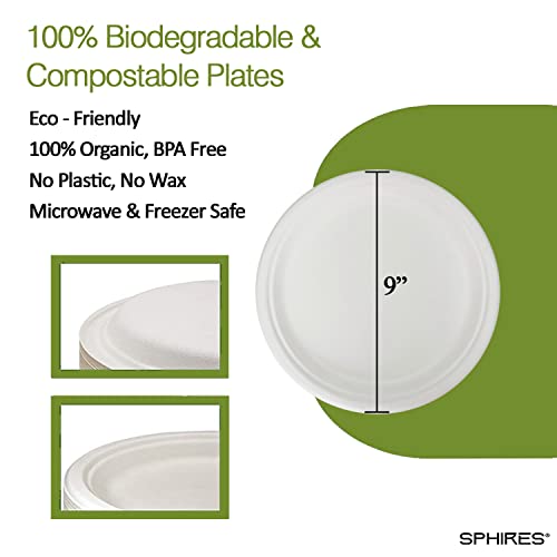SPHIRES 9"/50 Pack Disposable Paper Plates Disposable White Paper Plates White - Image 2