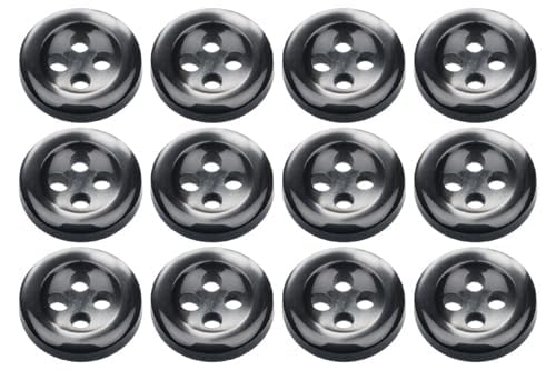 Pack of 12 Smoke Sew on 11mm Round Buttons for Shirts Blouses Flat 4 Holes 18L, Smoke Grey, Pack of 12 Buttons - Image 2