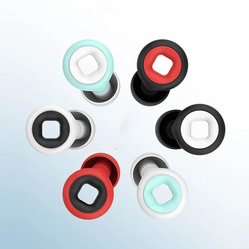 Image of AUGEN Ear Plugs for Sleeping, Noise Canceling, Reusable Silicone Earplugs for Hearing Protection, Waterproof EarPlugs Suitable for Swimming Studying Traveling Concerts Airplanes (Black Red, M8)