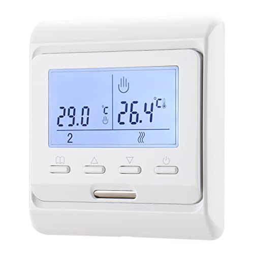 Wengart Thermostat hebdomadaire programmable à Affichage numérique WG806, AC230 V 16 A Fonctionne pour Chauffage au Sol électrique avec capteur de sonde de 3 m Blanc