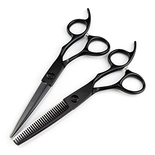 Ciseaux de coupe de cheveux en acier 440c YZCIS noir 6 pouces