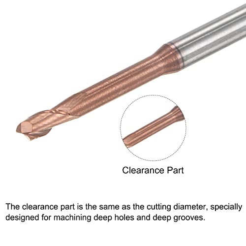 Image of uxcell Square Nose End Mill, 3mm Solid Carbide AlTiSin Coated Long Reach CNC Router Bits 2 Flutes Milling Cutter with Extended Neck, 20mm Cutting Length 4mm Shank