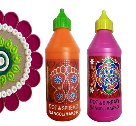 KALSUTANSHI ᵀᴹ: Ready to Draw Dot and Spread Plastic Rangoli Maker | Pack of 2 Bottles