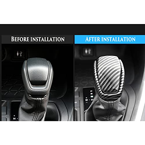 Carbon Fiber Sport Style Auto Gear Shift Knob Cover Sticker Head Trim Compatible with Toyota RAV4 Accessories 2019 2020 2021