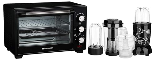 Image of Wonderchef Oven Toaster Griller (OTG) - 19 litres, Black & Wonderchef Nutri-blend Complete Kitchen Machine | 22000 RPM Juicer Mixer Grinder | Black