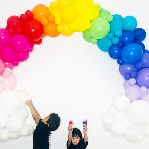 Image of Voircoloria 134pcs Rainbow Balloon Arch Kit Different Sizes 18 inch 12 inch 10 inch 5 inch Assorted Color Latex Balloon Garland Arch Kit for Birthday Baby Shower Graduation Wedding Gender Reveal Party Decorations