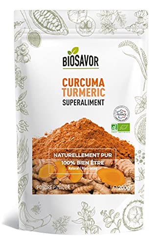 BIOSAVOR - Poudre de Curcuma bio 200g - Turmeric powder - 100% Naturelle & Pure - Vegan et sans Gluten - Fabriqué en France Cover