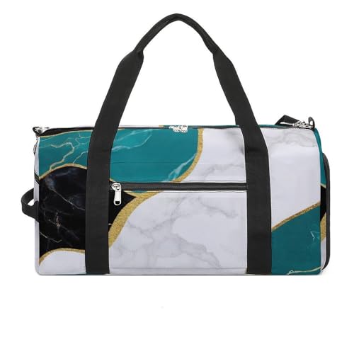 Fashion Travel Weekender Duffle Bag Sport Beach Yoga Overnight Luggage Bag Blue Turquoise Gray White Gold Black Marble