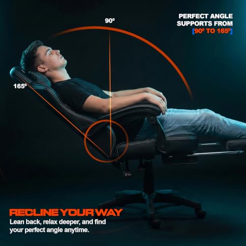 Image of DROGO Pulse Ergonomic Gaming Chair | High Back Office Computer Chair with Premium PU Leather, Adjustable Height & Linkage Armrest | Lumbar Support, 165 Recliner & Footrest | 1 Yr Warranty (Black)