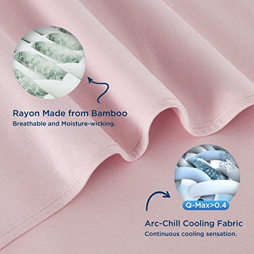 Bedsure Pink Cooling Blanket King Size for Hot Sleepers - Summer Cold Blanket for King Size Bed with Rayon Derived from Bamboo, Ice Cool Cold Arc-Chill Thin Summer Bedding Essentials, 108x90