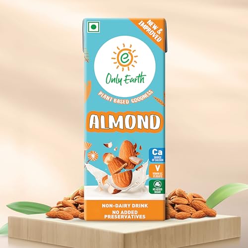 Image of Only Earth Almond Drink Unsweetened Lactose-Free Preservatives Free Contains Vitamin D,E,B1,B2 & B12 |Plant-Based Alternative | Barista Edition 180 ML (Pack 4)