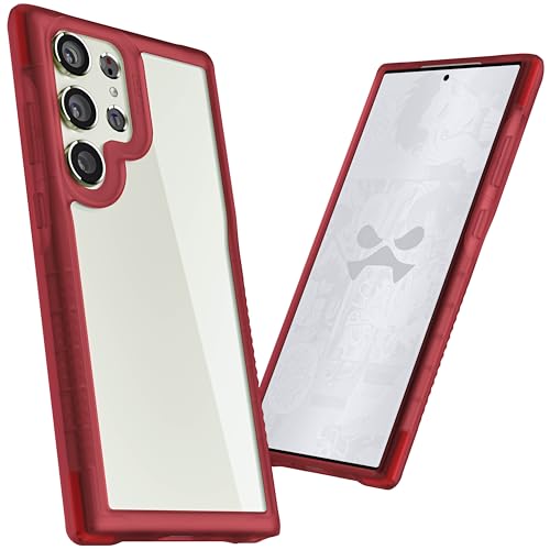 Image of Ghostek Covert Galaxy S23 Ultra Clear Phone Case with Military Grade Shockproof Protection, Non-Slip Grip, Protective Silicone Cover Designed for 2023 Samsung Galaxy S23 Ultra (6.8 inch) (Red)