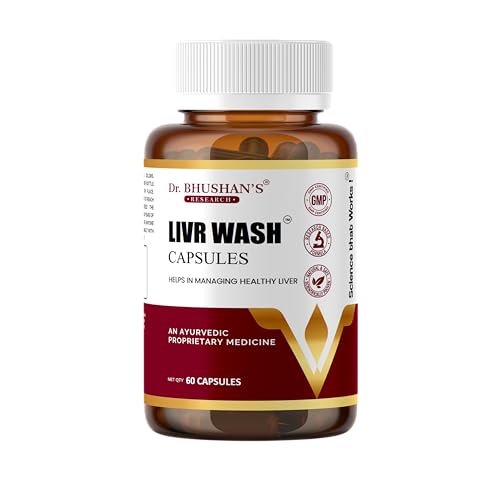 Image of Dr. Bhushan's Livr Wash Capsules | Ayurvedic Liver Cleanser & Detox | Bhumi Amla, Kalmegh, Giloy, Kutki, Turmeric & Punarnava | Supports Fatty Liver, Jaundice & Healthy Digestion - 60 Capsules