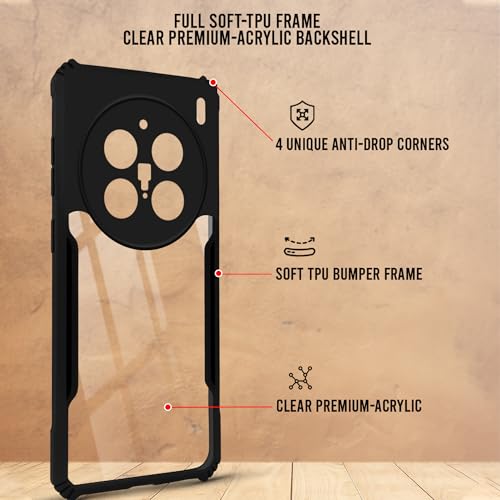 Image of Jkobi Back Cover Case for Vivo X200 Pro 5G (Shockproof with Polycarbonate Clear Panel | Professional Black)