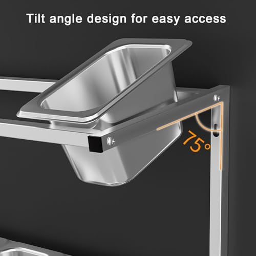 Dispenser per pizza, in acciaio inox, da parete, con coperchio e mestolo, ideale per salse, condimenti e insalate, perfetto per cucine e ristoranti