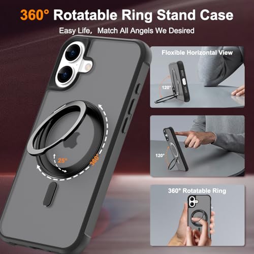 Image of Compatible with iPhone 16 Case with Stand 6.1 inch,Black