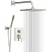 Esnbia Shower System, Brushed Nickel Shower Faucet Set with Valve and 12" Rain Shower Head Systems Wall Mounted Shower Combo Set for Bathroom All Metal