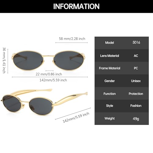 YAMEIZE Stylish Metal Oval Sunglasses for - Women Men Metal Frame Round Shade UV400 Protection Driving Outdoor3