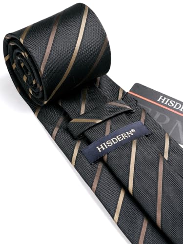 Image of HISDERN Mens Ties Solid Color Tie and Pocket Square Set Classic Woven Formal Neckties & Handkerchief Wedding Party