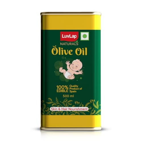LuvLap Naturals Baby Body Massage Olive Oil, Spanish Premium Olive Oil, Enhances Bone & Muscle Strength 500ml
