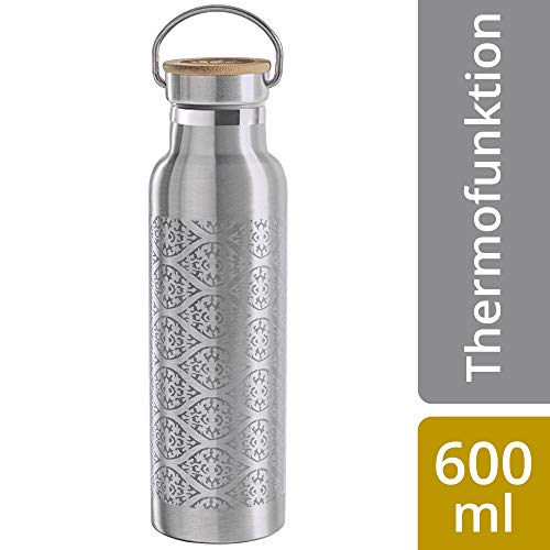 Lotuscrafts Botella Agua Acero Inoxidable [600 ml] - Doble Pared - 100% Hermética y Antiderrames - Ideal para Yoga, Deporte y Vida Cotidiana - Botella Termo para Bebidas Frías y Calientes