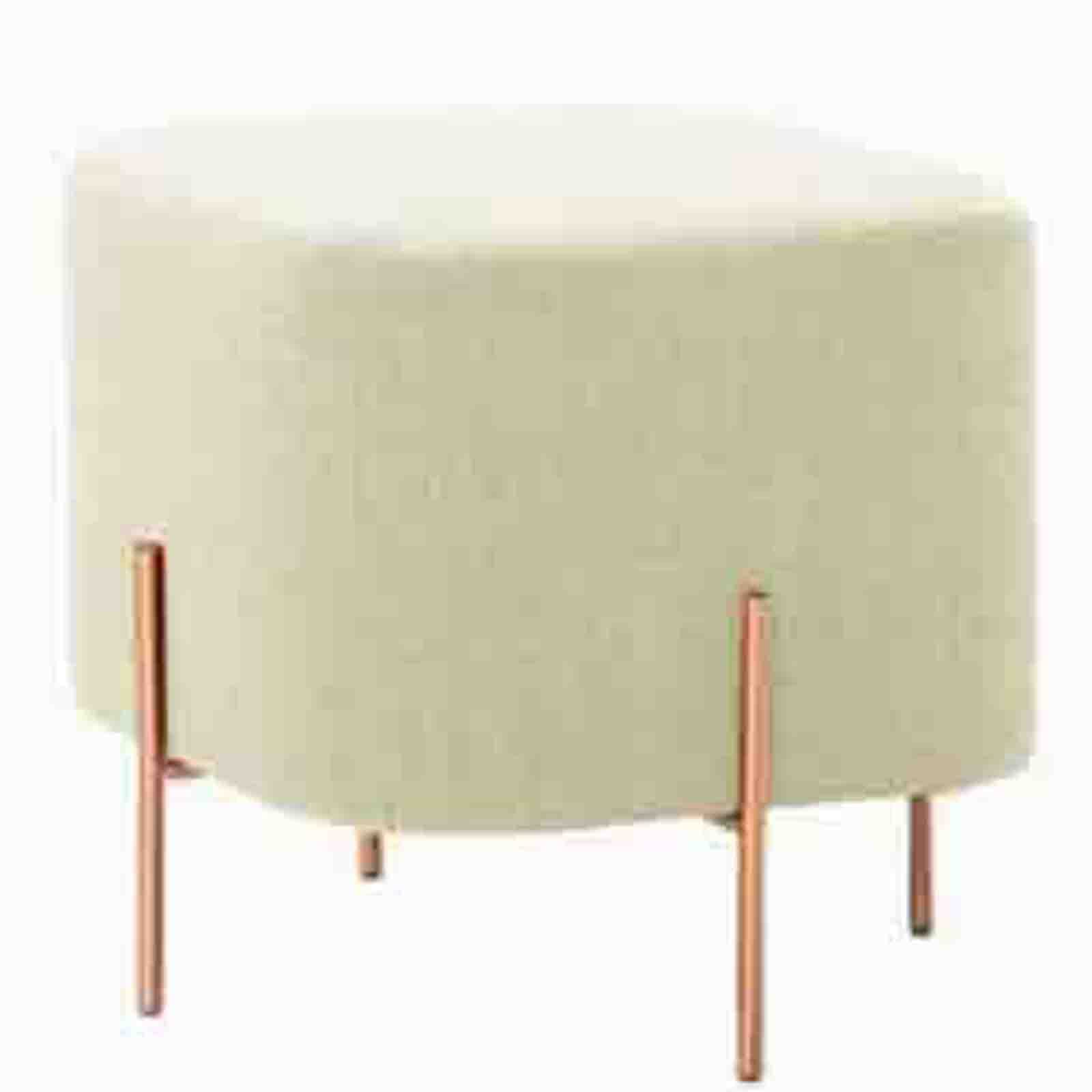 Banc à chaussures en lin beige 42cm | Pouf de rangement et tabouret de maquillage nordique